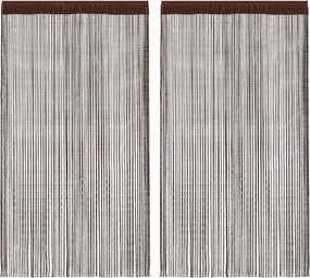 vidaXL Cortinas de fios 2 pcs 100x250 cm castanho