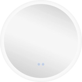 kleankin Espelho Casa de Banho Redondo com Luzes LED Ø60 cm Função Antiembaciamento 3 Luzes Função de Memória e Interruptor Tátil Prata | Aosom Portugal