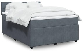 vidaXL Cama com molas/colchão 140x190 cm veludo cinzento-escuro