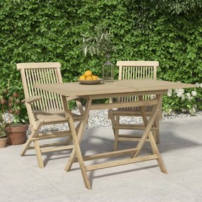 vidaXL Mesa de jardim dobrável 120x70x75 cm teca maciça cinzento