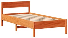 Cama com estante sem colchão 75x190cm pinho maciço castanho-mel