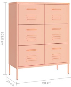 Armário com gavetas aço 80x35x101,5 cm rosa
