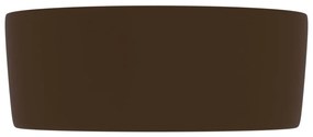 Lavatório luxuoso redondo 40x15cm cerâmica castanho-escuro mate