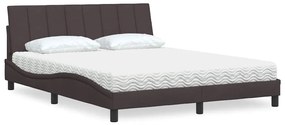 vidaXL Cama com colchão 160x200 cm tecido castanho-escuro