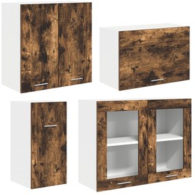 Conjunto de Armários de Cozinha 8 Peças Carvalho Fumado Madeira de Eng