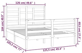 Estrutura cama pequena casal 120x190 cm pinho maciço branco