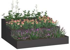 Jardineira com 3 Camadas 90x90x35 cm em Aço Preto