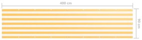 Tela de varanda 90x400 cm tecido Oxford branco e amarelo