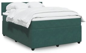 vidaXL Cama com molas/colchão 160x200 cm veludo verde-escuro
