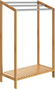 Toalheiro em bambu com barras em aço inoxidável 85 x 51 x 31 cm Castanho