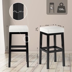 Banco de bar Taylor em couro sintético 37 x 78 x 37 cm Branco