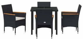 Conjunto de Jantar de Jardim com 5 Peças em Rattan Preto