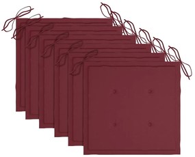 Cadeiras de jardim 6 pcs c/ almofadões madeira de acácia maciça