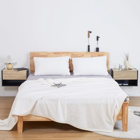 Conjunto de 2 Mesas de Cabeceira Flutuantes com 1 Gaveta e Prateleira Aberta 46x30x30 cm Carvalho e Preto