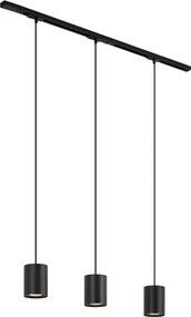 Sistema de iluminação de trilho moderno com 3 luzes pendentes preto 1 fase - Iconic Holt