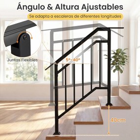 Conjunto de 2 Corrimãos de Proteção Lateral para Escadas, 96-104,5 x 9 x 133-99 cm, Ajustáveis, Preto