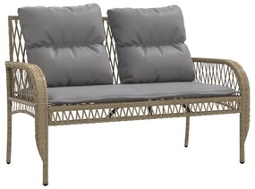 4 pcs conjunto de sofás para jardim c/ almofadões vime PE bege