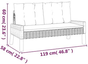 4 pcs conj. lounge jardim c/ almofadões vime PE/madeira maciça