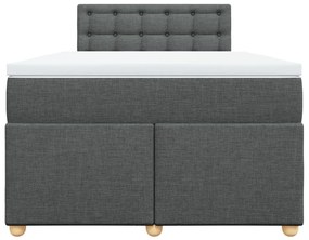 Cama boxspring com colchão 120x190 cm tecido cinzento-escuro