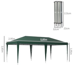 Tenda para Festas 6x3 m com Pop Up Altura Ajustável em 3 Níveis Bolsa de Transporte Estrutura de Aço Anti-UV Verde