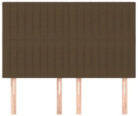Cabeceira de cama 4 pcs tecido 72x5x78/88 cm castanho-escuro