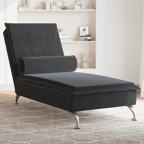 Chaise lounge de massagem com rolo veludo preto