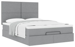 Estrutura de cama otomana com colchão 140x190 cm cinzento claro
