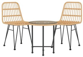 3 pcs conjunto de jantar para jardim vime PE