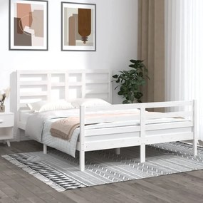 3105866 vidaXL Estrutura de cama king 150x200 cm madeira maciça branco