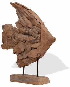 Escultura de Peixe Teca 40x12x57 cm