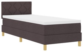 Cama Box Spring com Colchão Castanho Escuro 80x200 cm Tecido