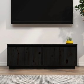 Móvel de TV 110x34x40 cm madeira de pinho maciça preto