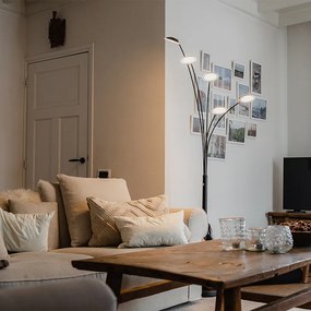 Candeeiro de pé Design preto com 5 luzes LED reguláveis - Sixties Trento