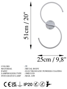 Candeeiro de Parede Es – Cromado – 25cm x 56cm x 5cm