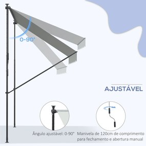 Outsunny Toldo Manual Retrátil 300x170x200-290cm Toldo Ajustável com M