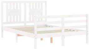 Estrutura de cama com cabeceira 120x200cm madeira maciça branco