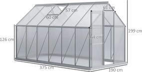 Estufa de Jardim de Policarbonato e Alumínio Estufa de Exterior com Po