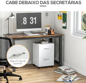 Arquivador para Escritório com 2 Compartimentos com Rodas Arquivador Móvel para Arquivos A4 ou Documentos 39,5x39x58,5 cm Branco