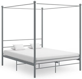 Estrutura de cama com dossel 160x200 cm metal cinzento