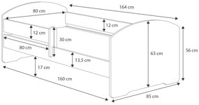 Cama infantil individual Luk 160x80 com gaveta branca