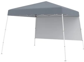 Tenda 300 x 300 cm Pop Up Dobrável com 1 Parede Lateral Com Saco, jardim, campismo, feiras, eventos com Estrutura Metálica Cinzenta