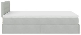 Cama otomana com colchão cinza claro 120x190 cm Veludo