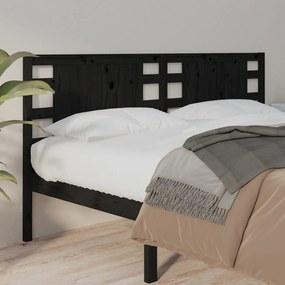 Cabeceira de cama 146x4x100 cm pinho maciço preto