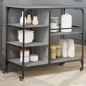 vidaXL Carrinho de cozinha 100x45x89,5 cm deriv. madeira cinza sonoma