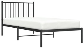 Estrutura de cama com cabeceira 90x200 cm metal preto