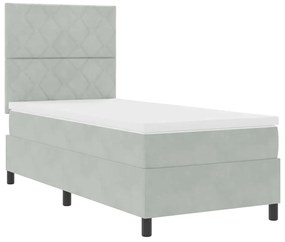 Cama Box com Colchão vidaXL Cinza Claro Individual Veludo