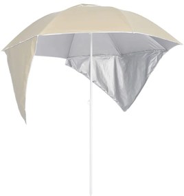vidaXL Guarda-sol de praia com paredes laterais 215 cm cor areia