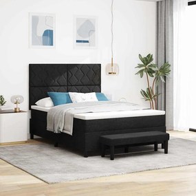 vidaXL Cama Box Spring com Colchão e Banco Preto 140x190 cm Tecido