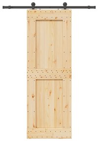 VidaXL Porta de correr com ferragens 80x210 cm madeira de pinho maciça