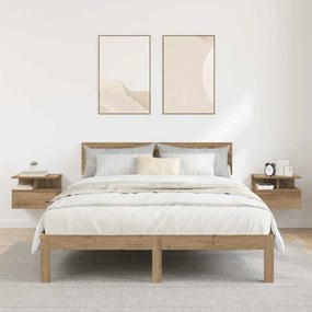 vidaXL Criados-Mudos Flutuantes 2 pcs Carvalho Artesanal 40x31x27 cm Madeira Engenharia